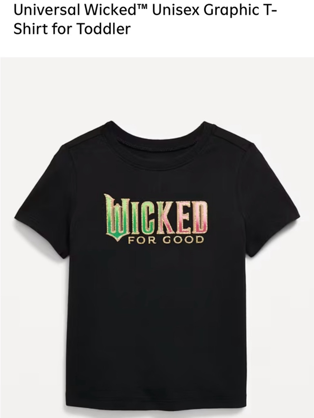 Universal Black 'WICKED' Graphic Tee with Metallic Gradient 3T